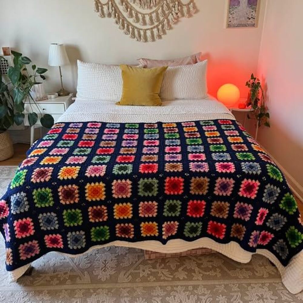 Handmade Crochet Granny Square Blanket